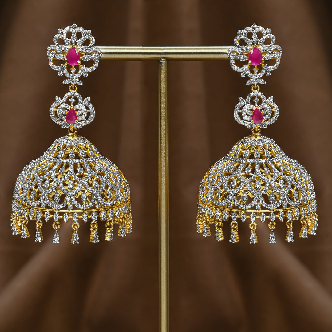 CZ Ruby Jhumka