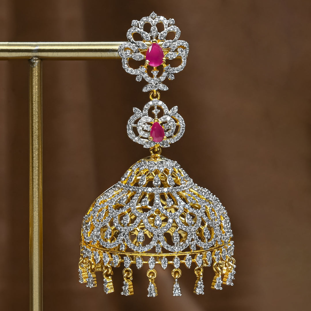 CZ Ruby Jhumka