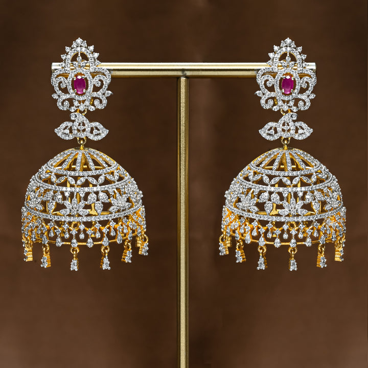 CZ Ruby Jhumka