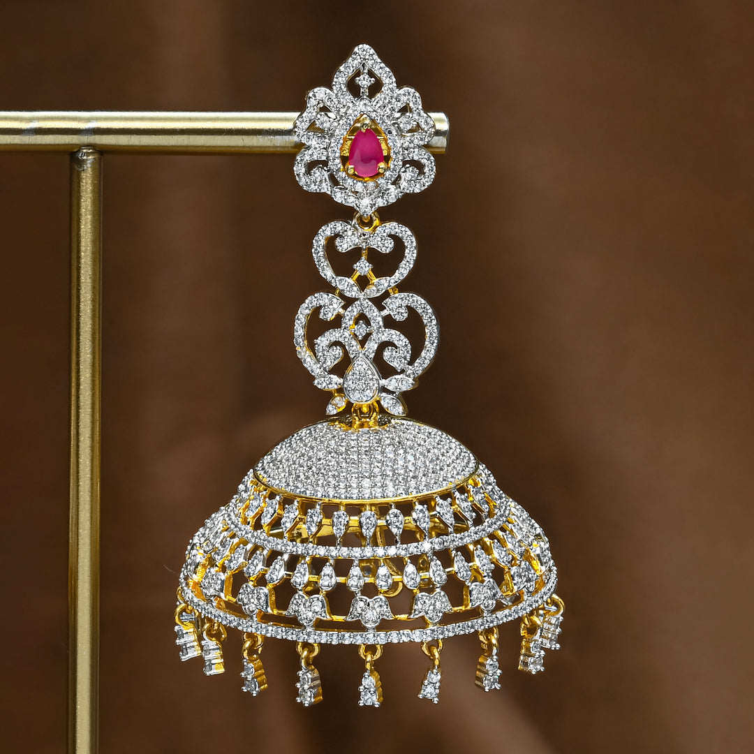 CZ Ruby Jhumka