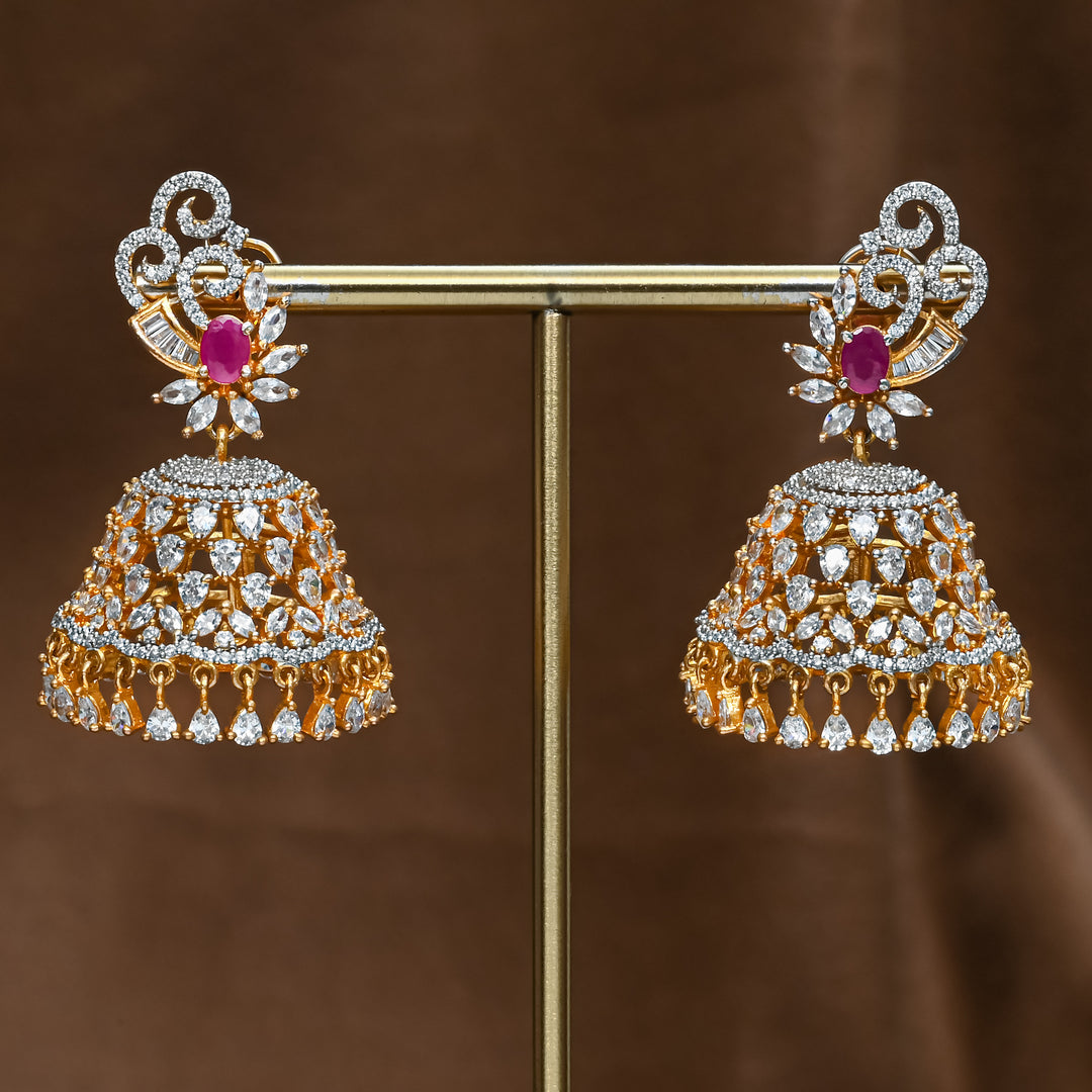 CZ Ruby Jhumka