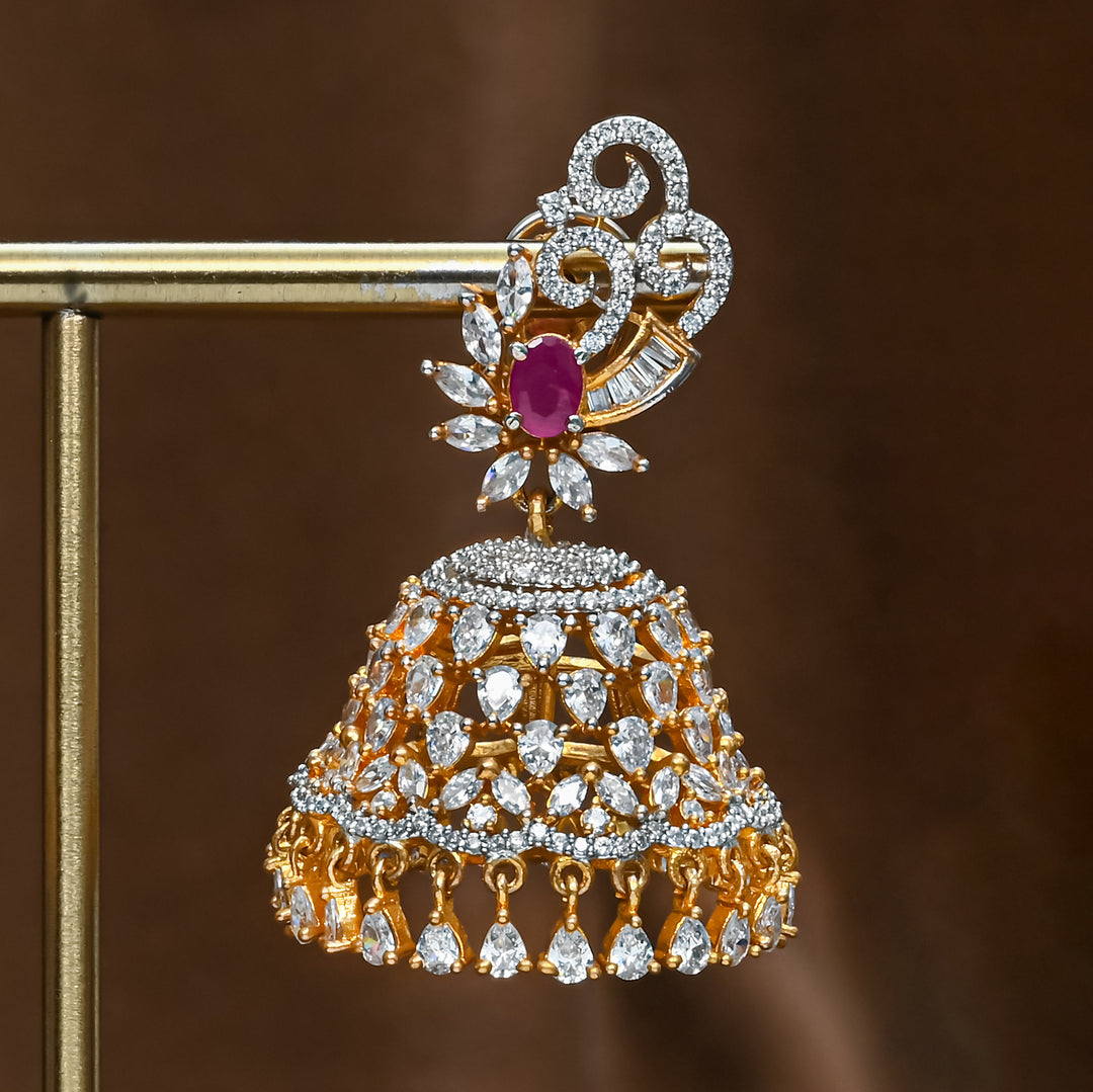 CZ Ruby Jhumka