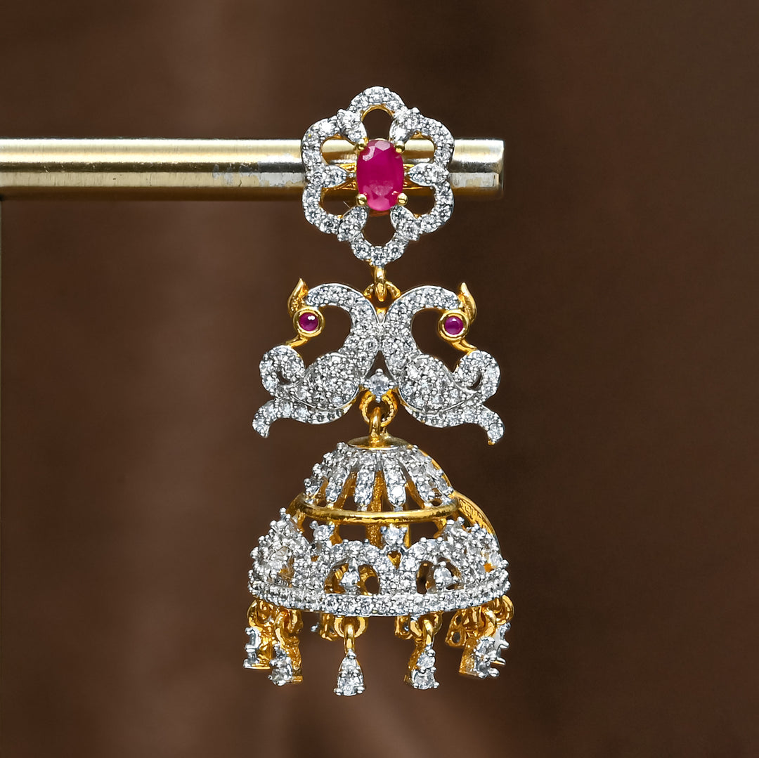CZ Ruby Jhumka