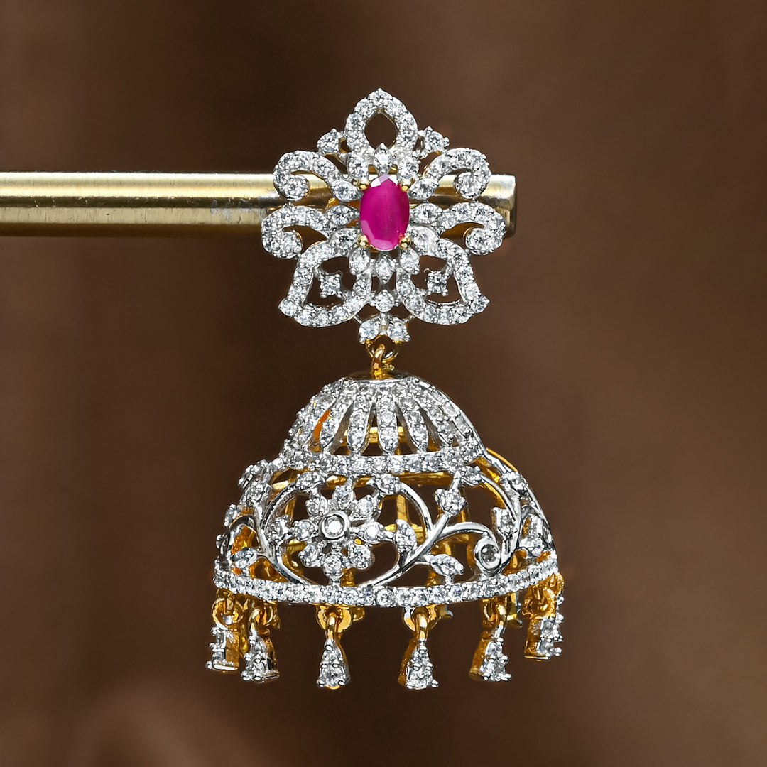 CZ Ruby Jhumka