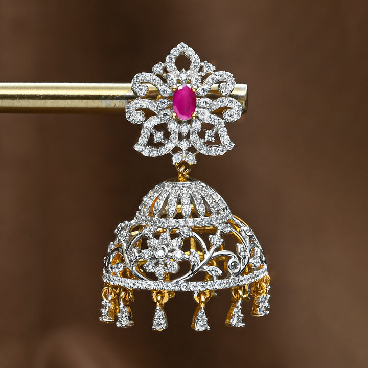 CZ Ruby Jhumka