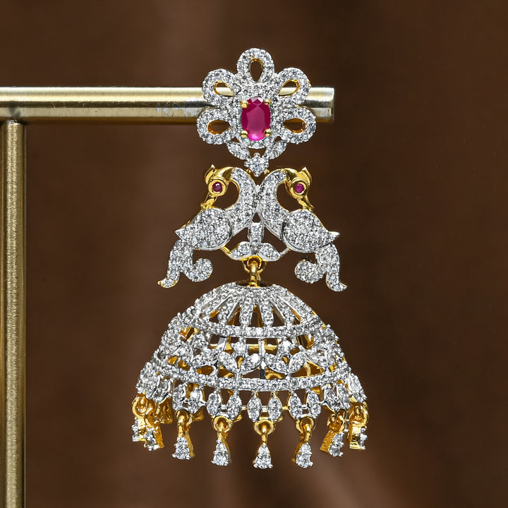 CZ Ruby Jhumka