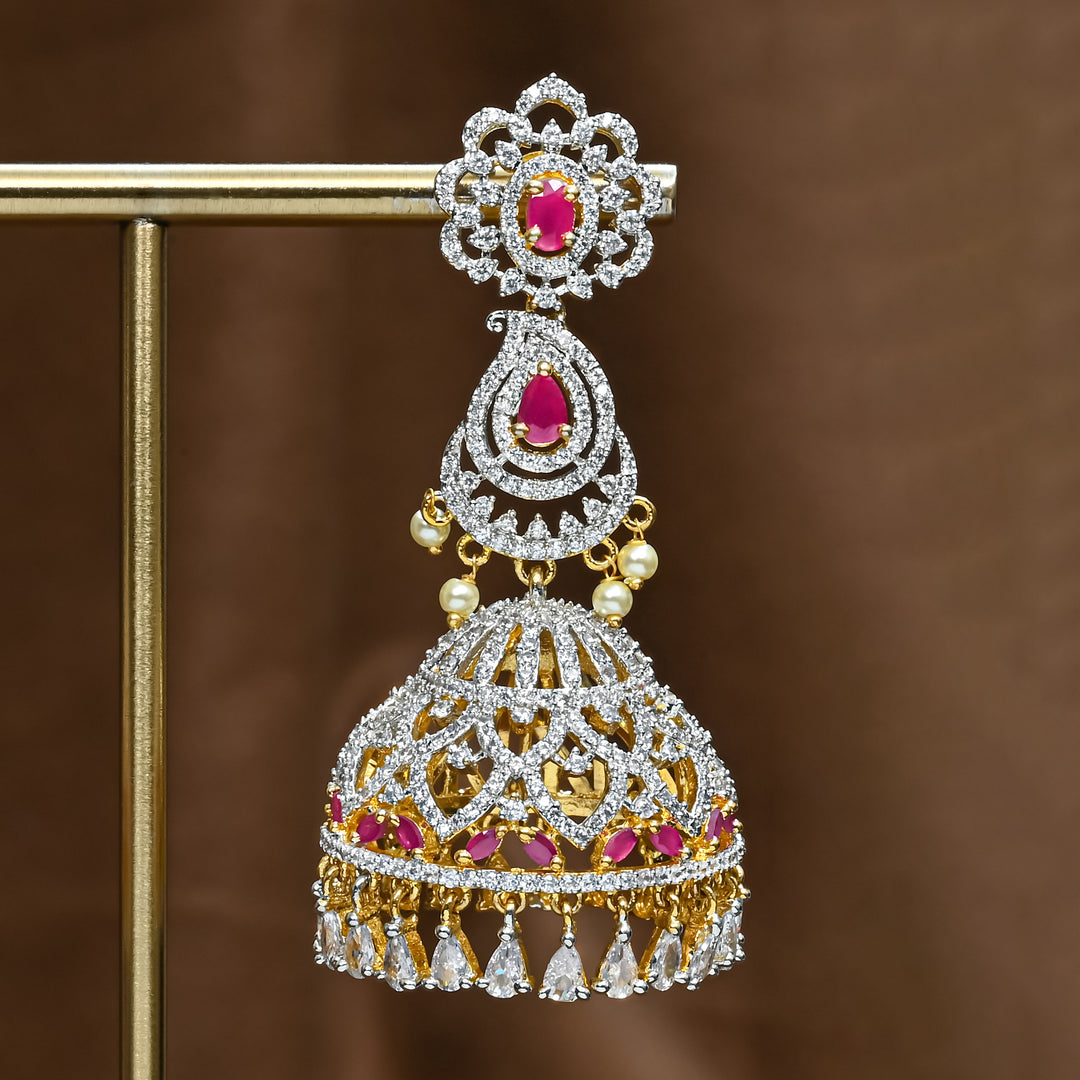 CZ Ruby Jhumka
