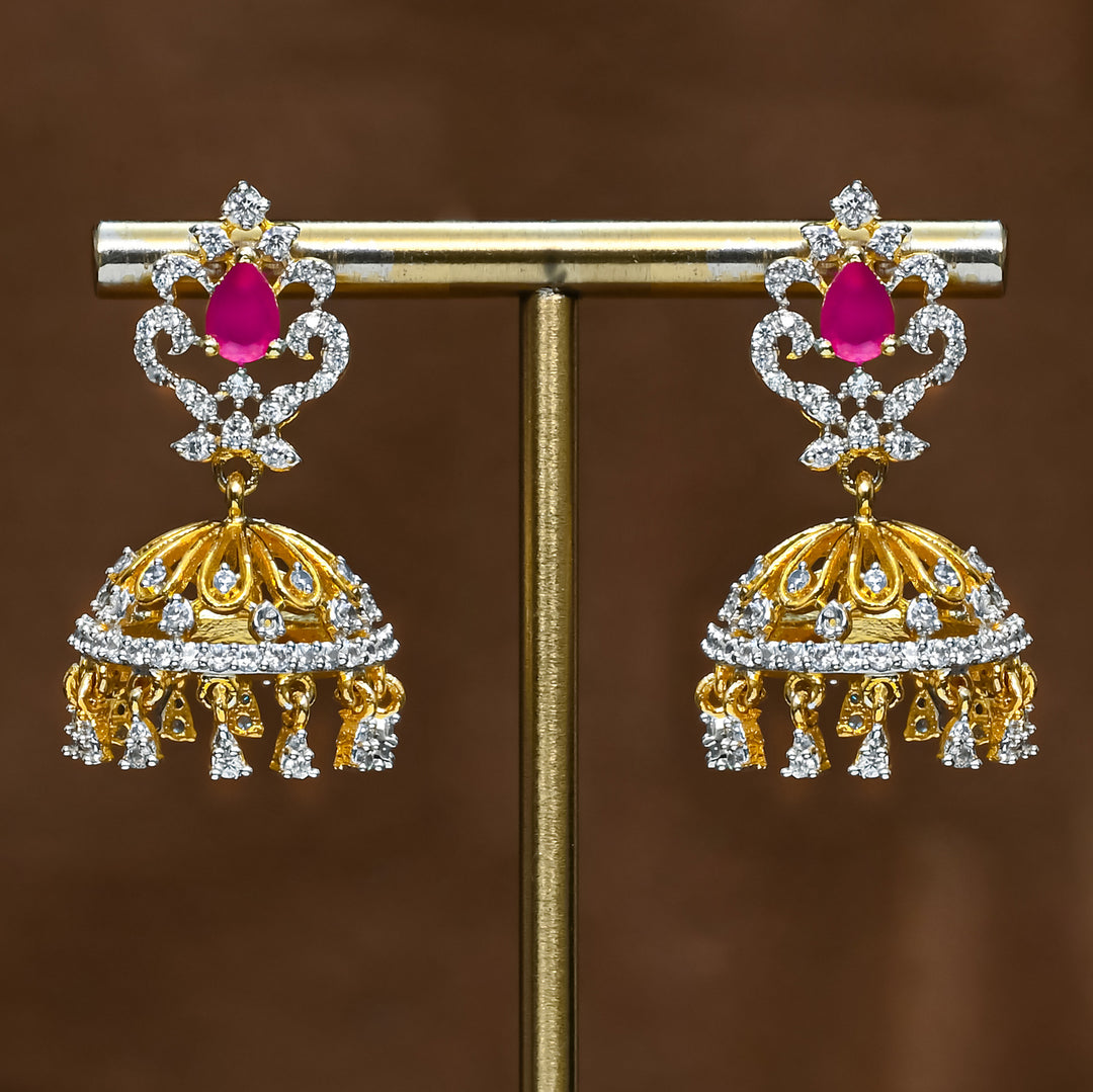 CZ Ruby Jhumka