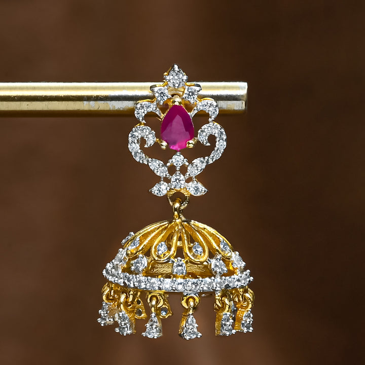 CZ Ruby Jhumka