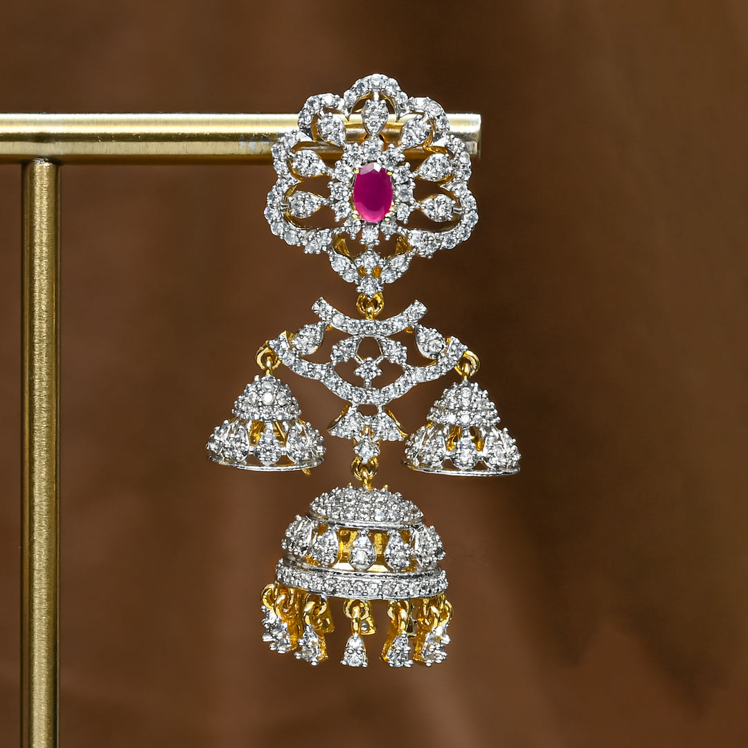 CZ Ruby Jhumka