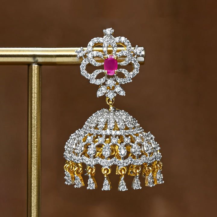 CZ Ruby Jhumka