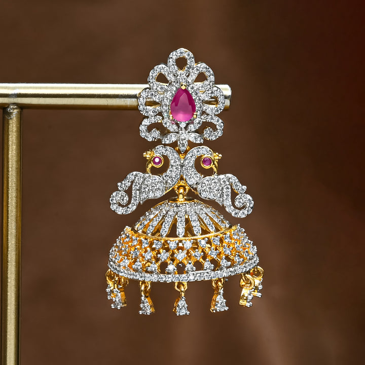CZ Ruby Jhumka