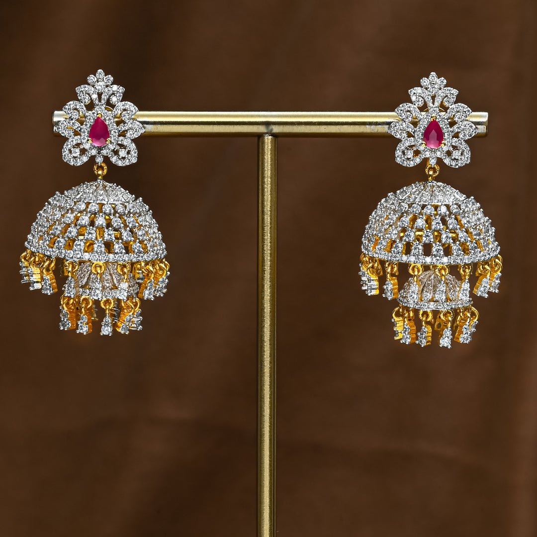 CZ Ruby Jhumka