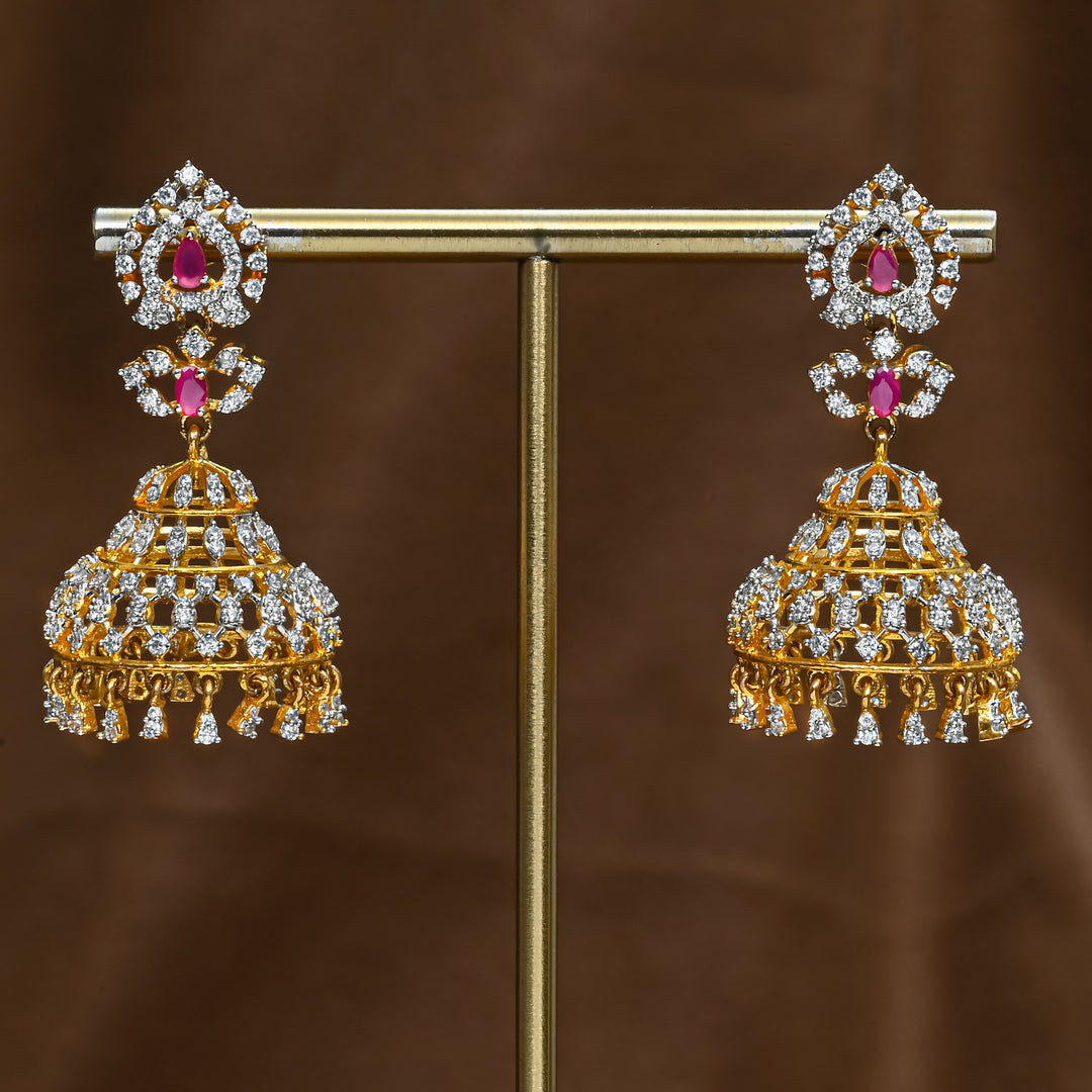 CZ Ruby Jhumka