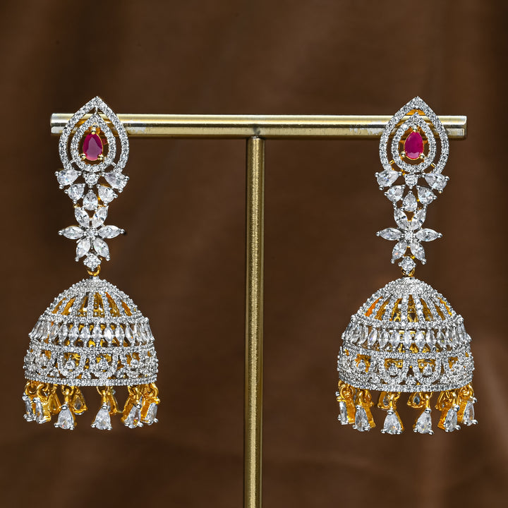 CZ Ruby Jhumka
