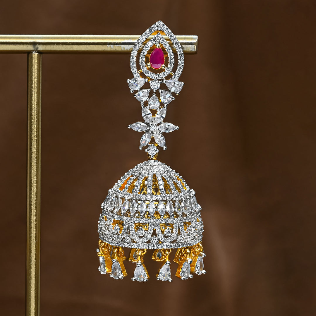 CZ Ruby Jhumka