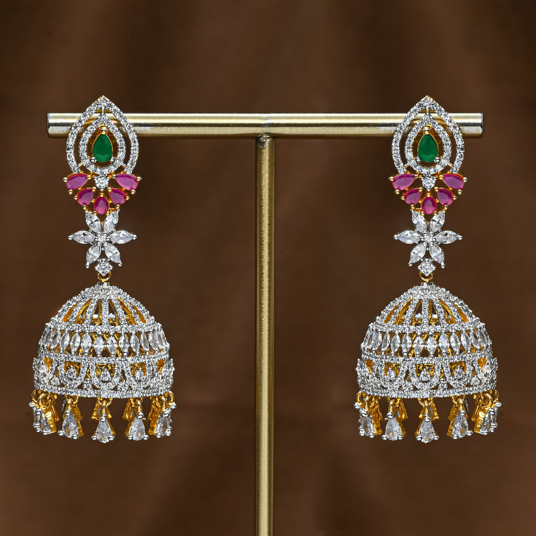 CZ Ruby Emerald Jhumka