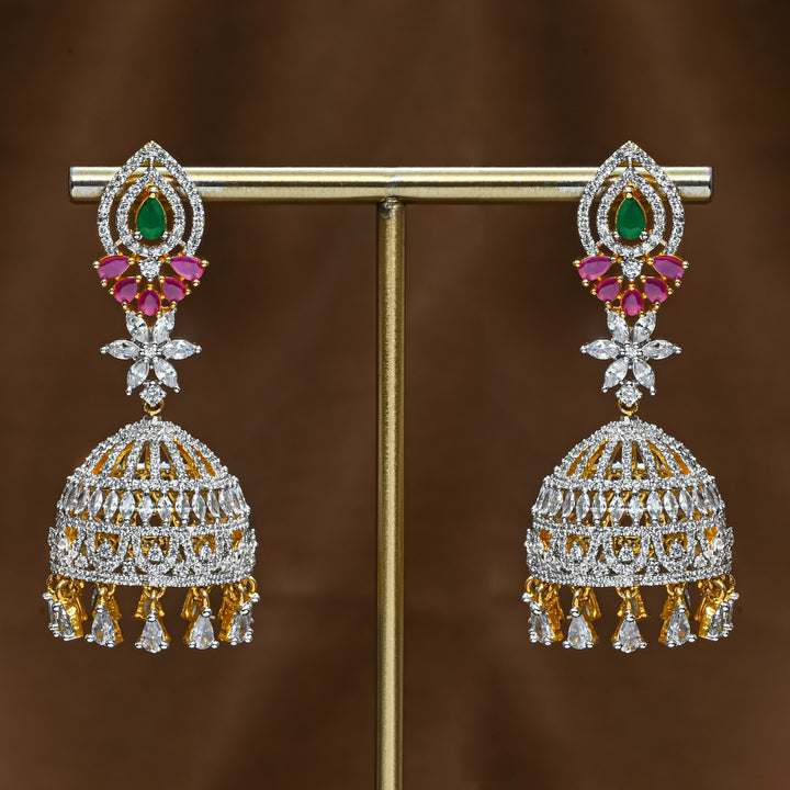 CZ Ruby Emerald Jhumka