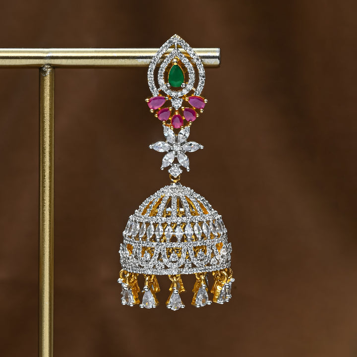 CZ Ruby Emerald Jhumka