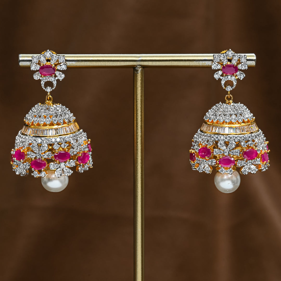 CZ Ruby Jhumka