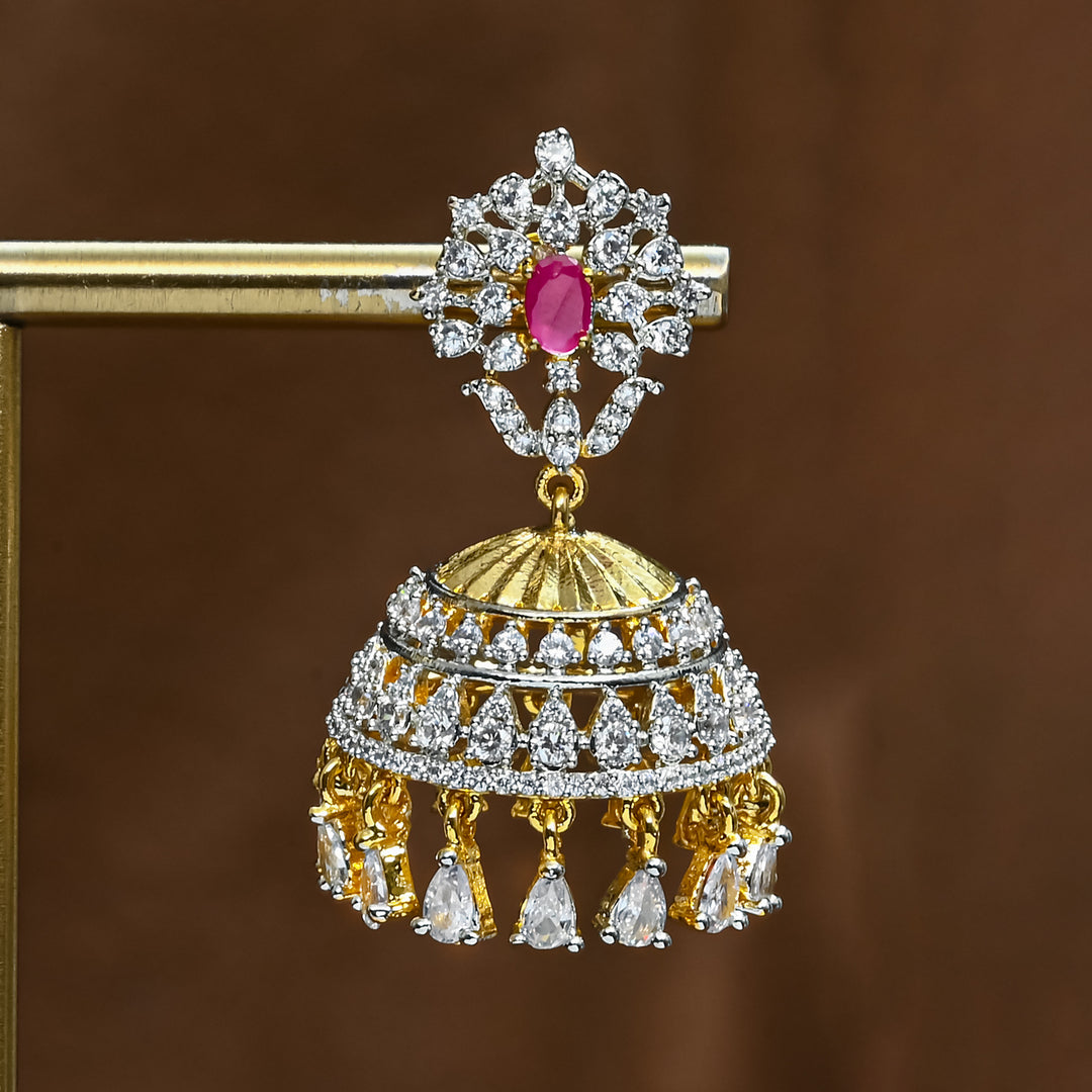 CZ Ruby Jhumka