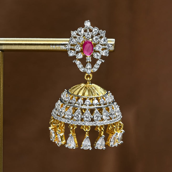 CZ Ruby Jhumka