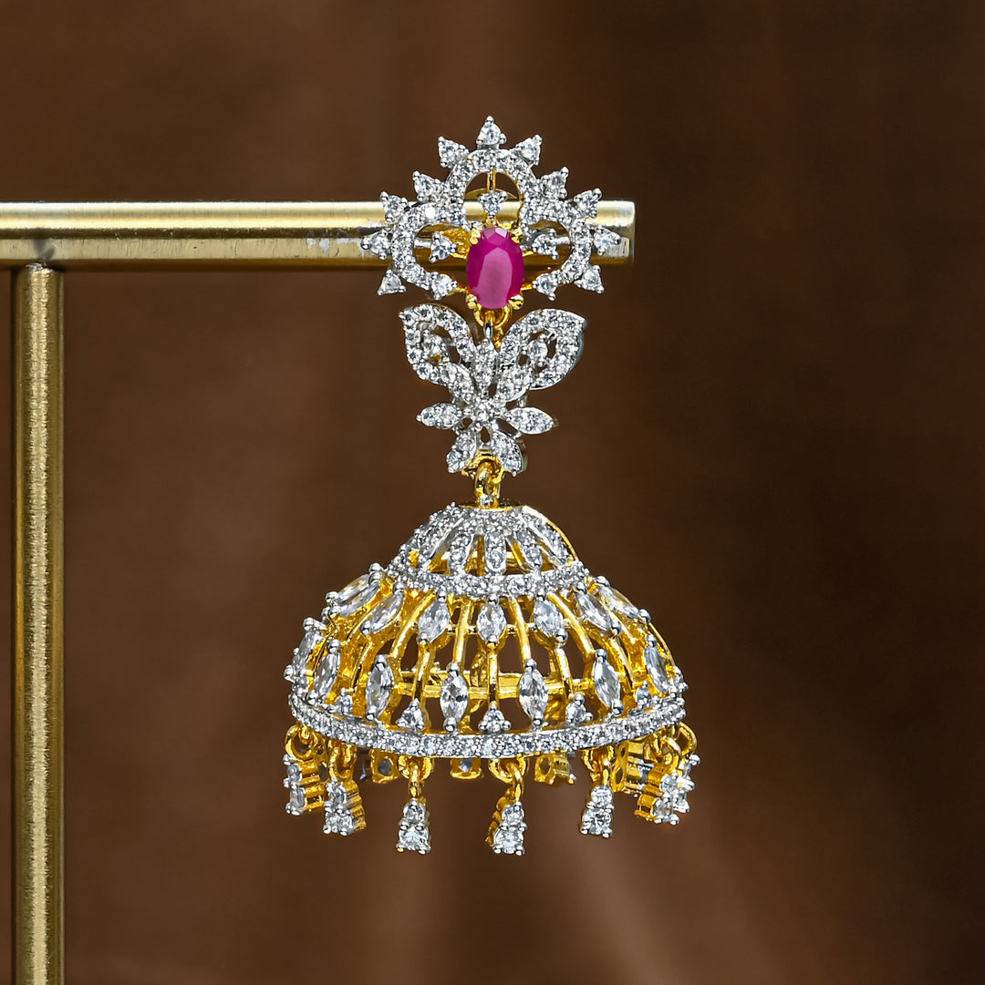 CZ Ruby Jhumka