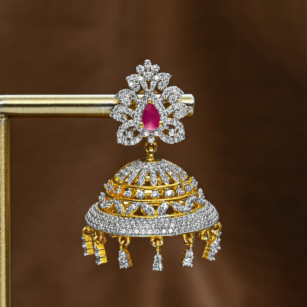CZ Ruby Jhumka