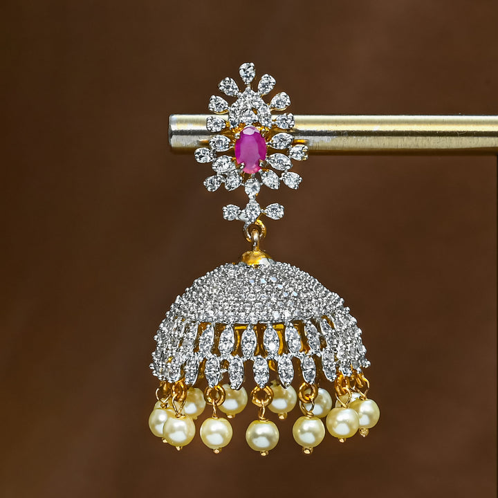 CZ Ruby Jhumka