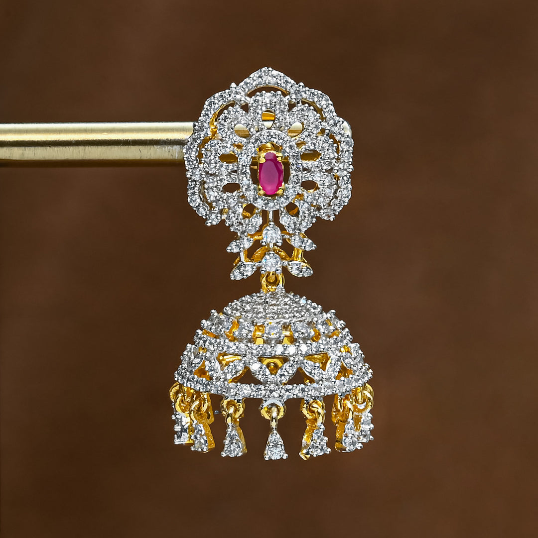 CZ Ruby Jhumka