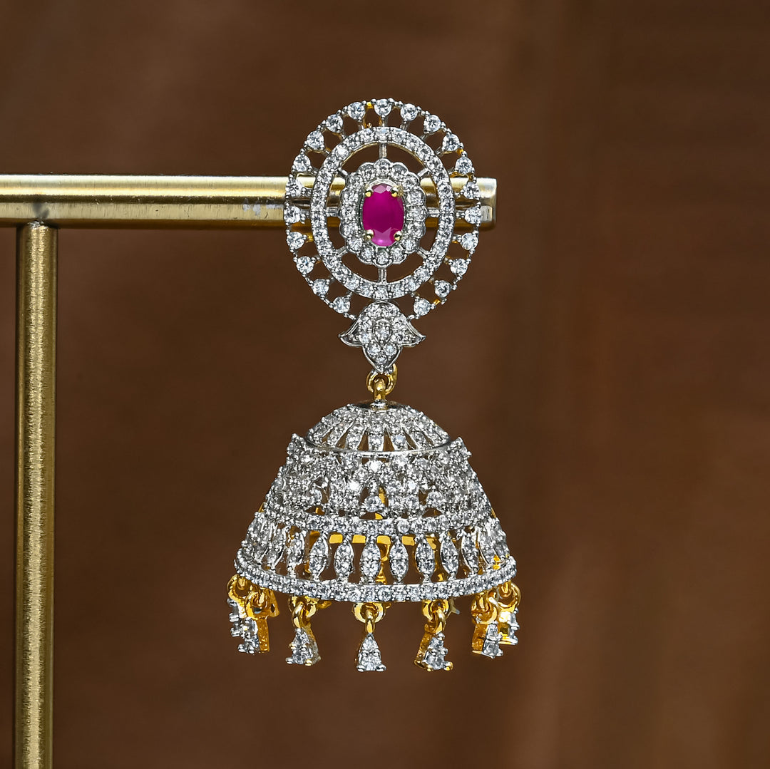 CZ Ruby Jhumka