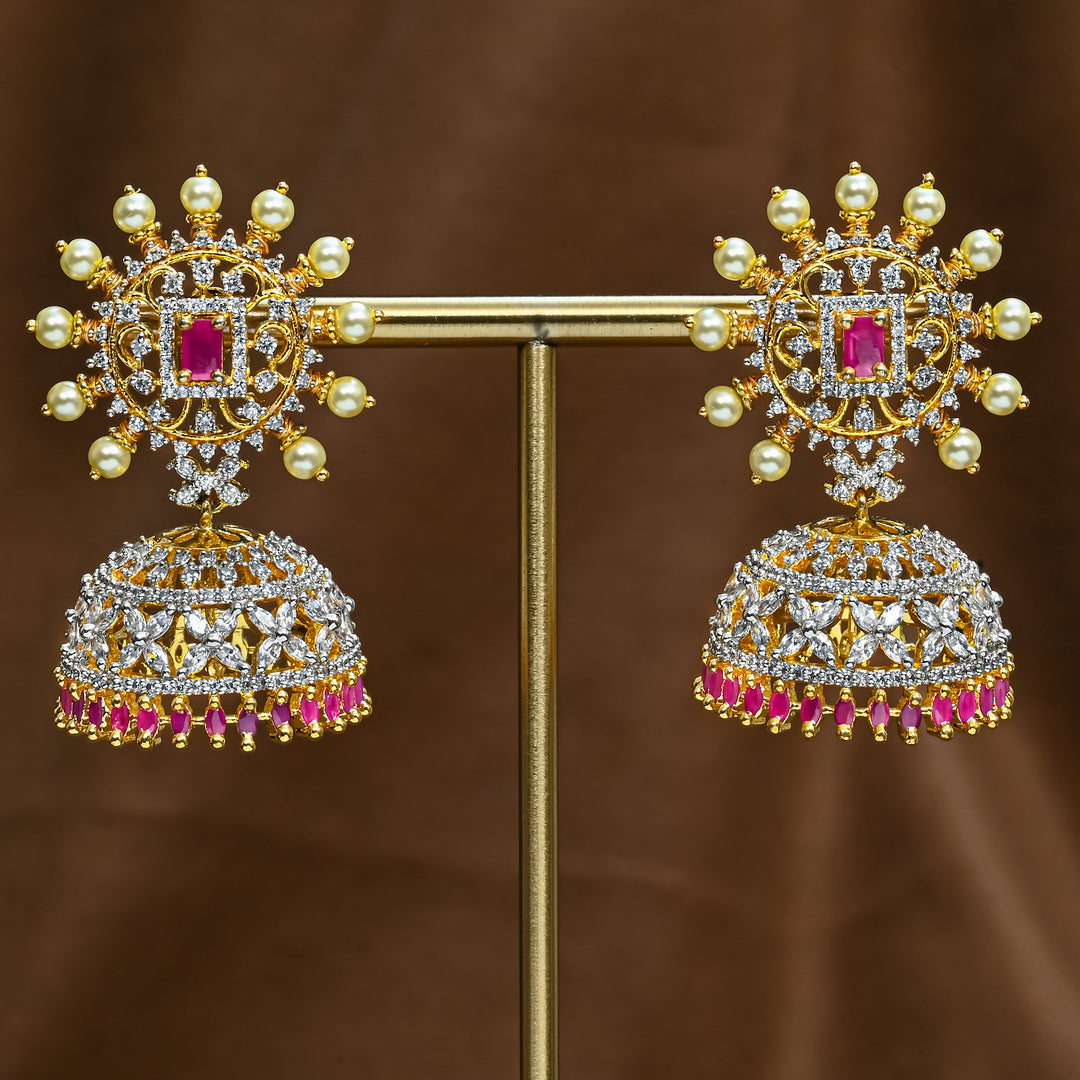CZ Ruby Jhumka