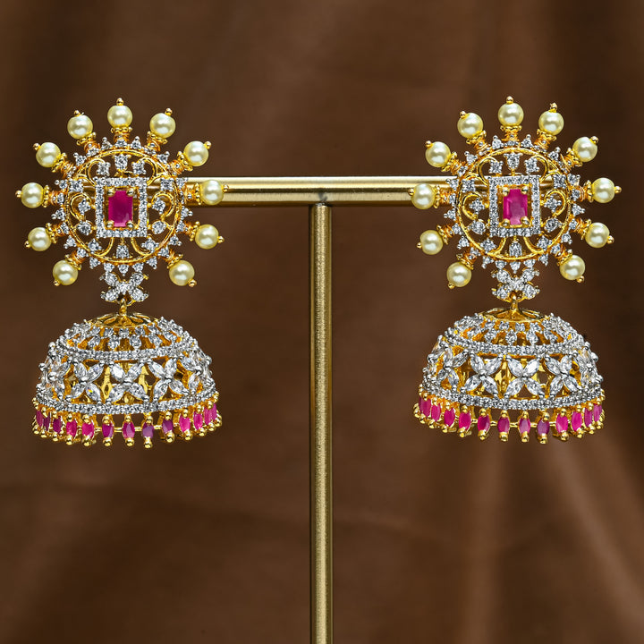CZ Ruby Jhumka