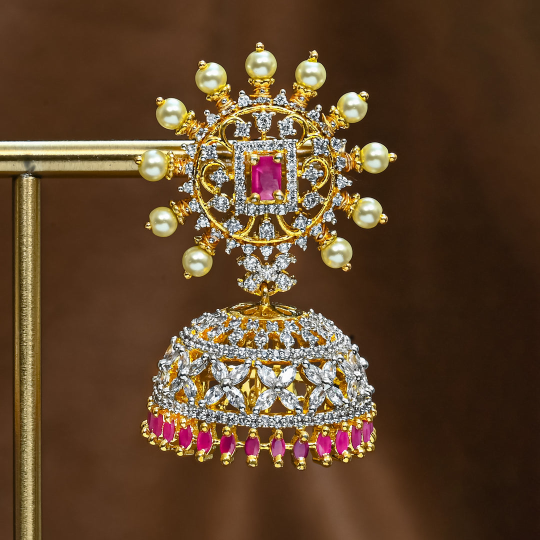 CZ Ruby Jhumka