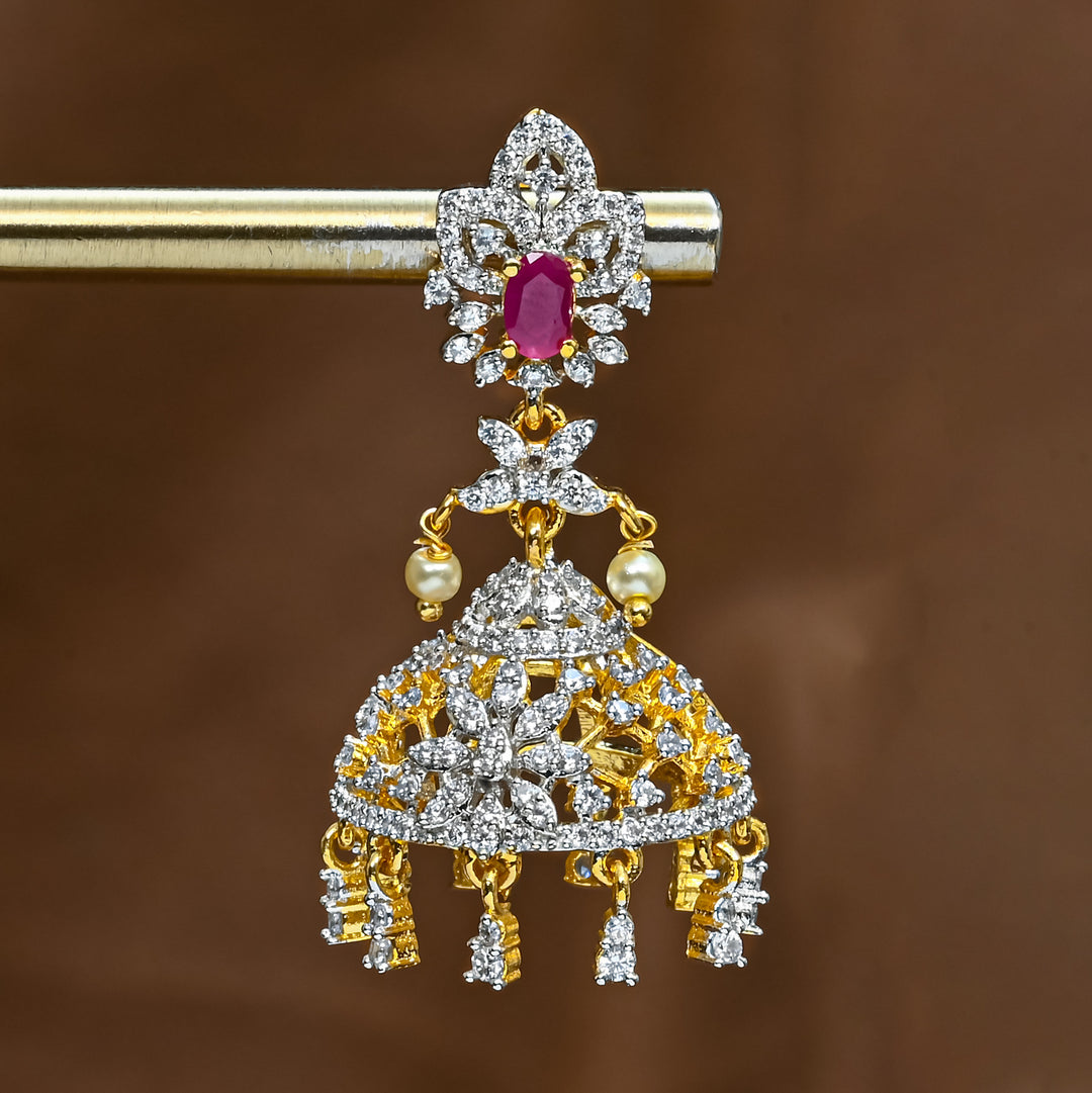 CZ Ruby Jhumka