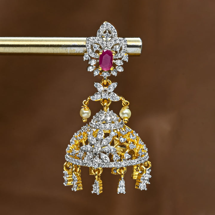 CZ Ruby Jhumka