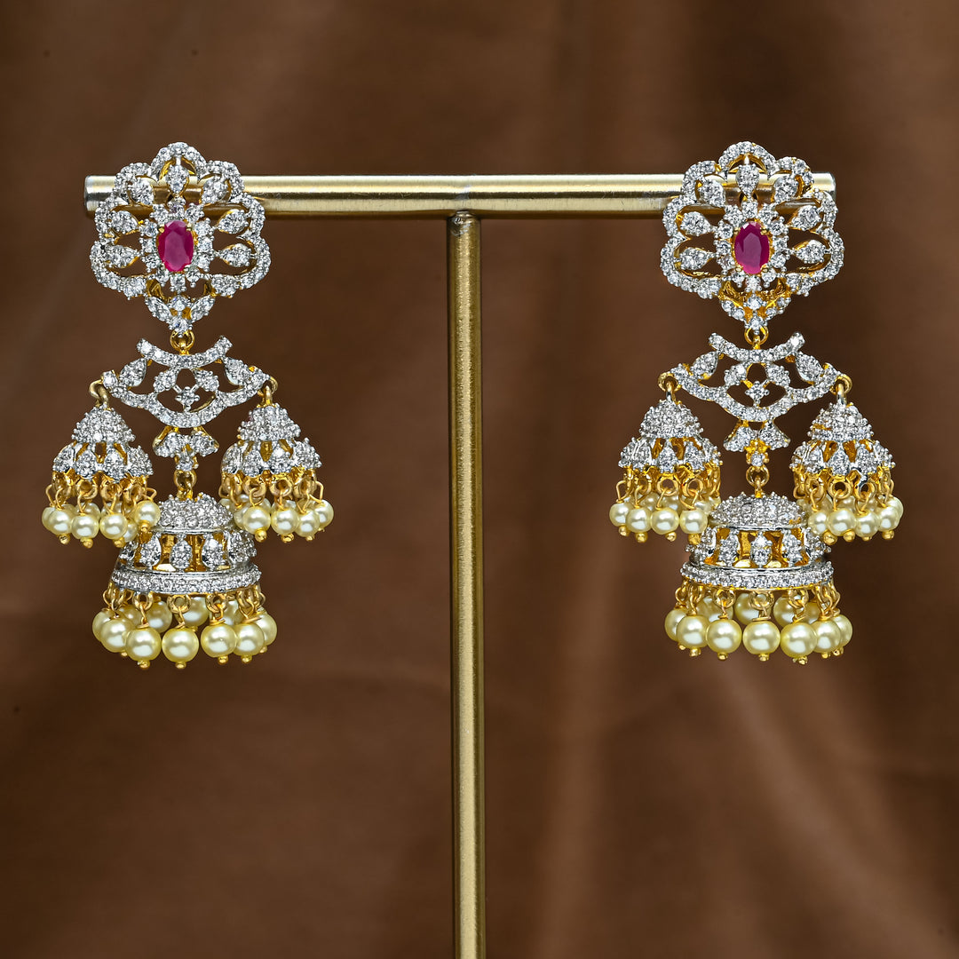 CZ Ruby Jhumka