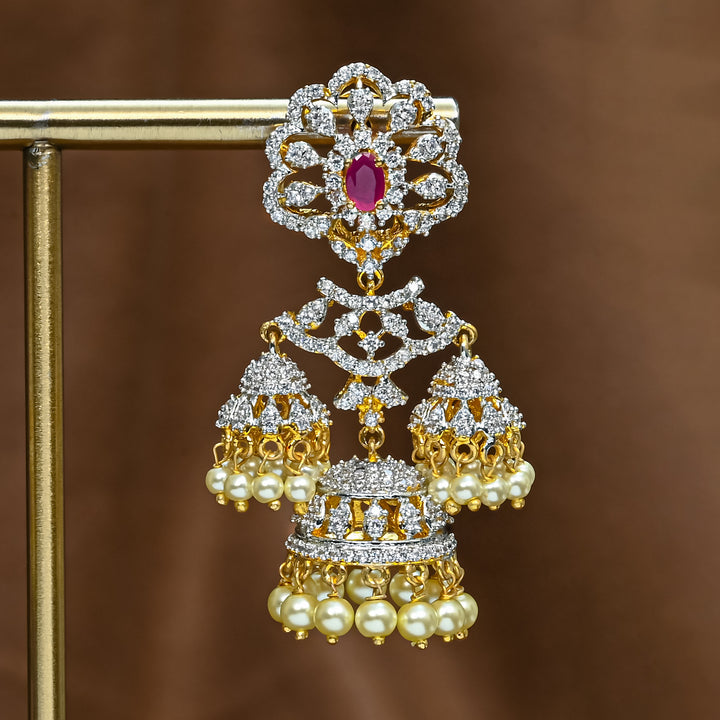 CZ Ruby Jhumka