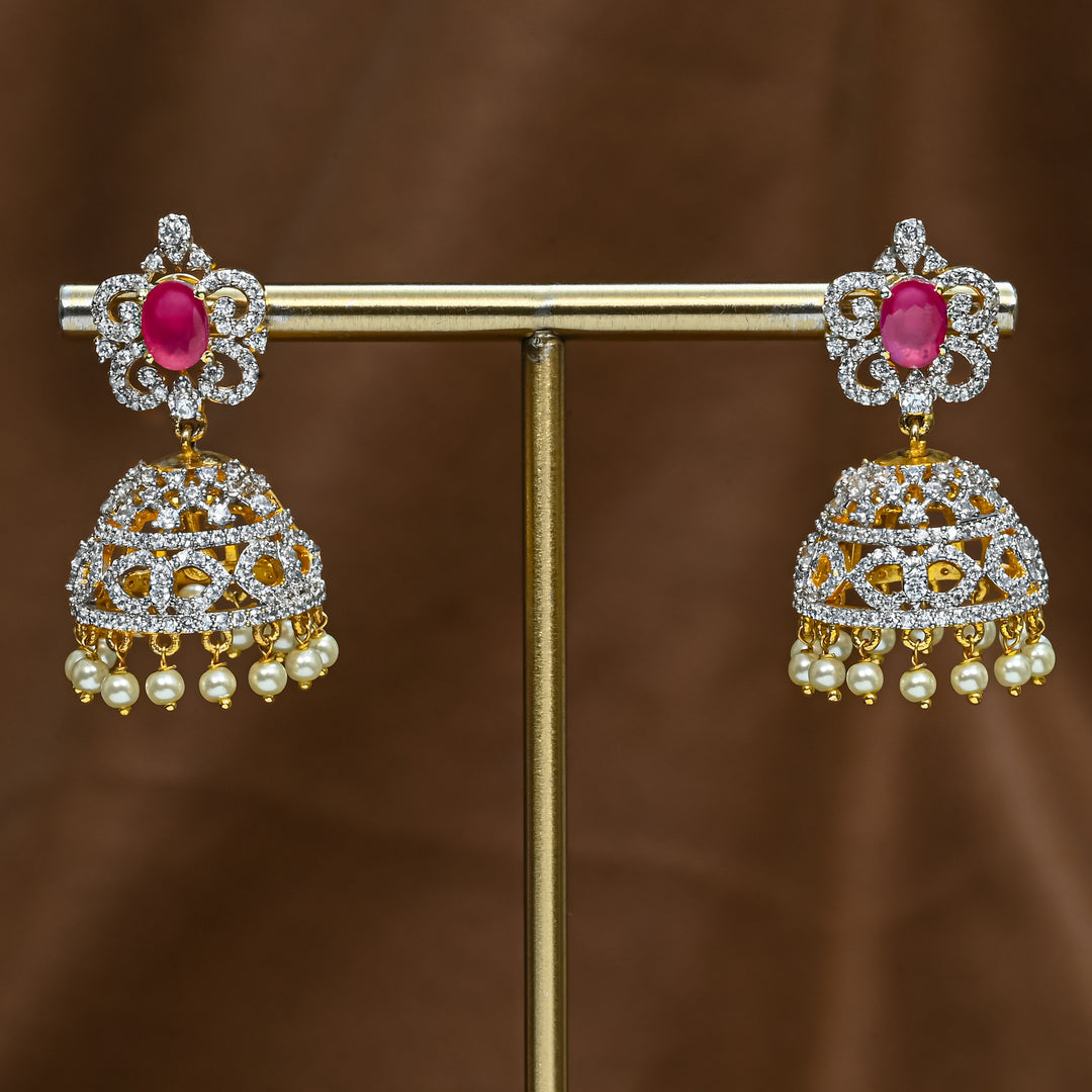 CZ Ruby Jhumka
