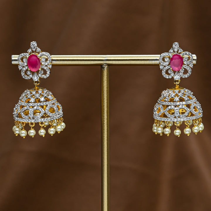 CZ Ruby Jhumka