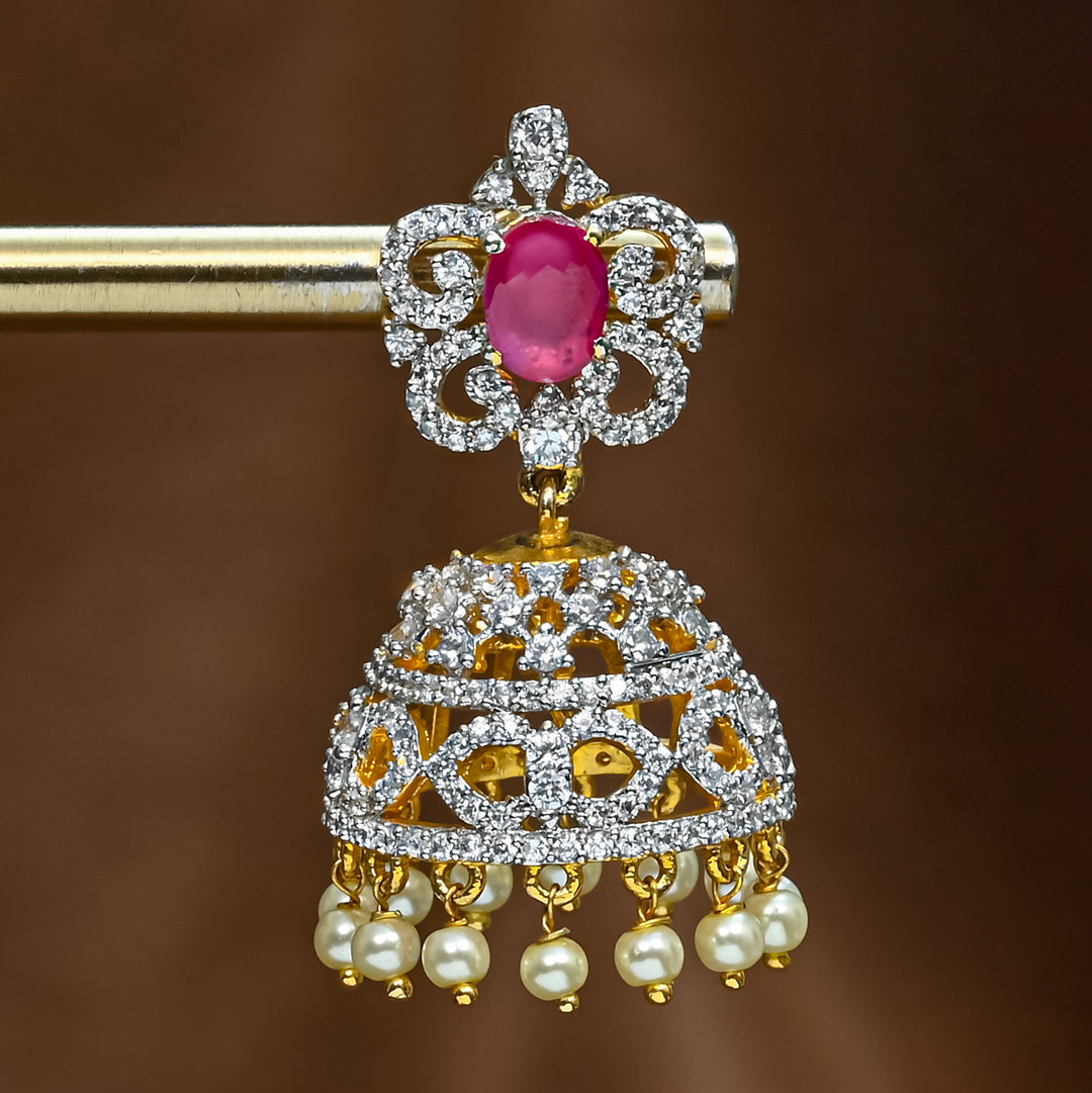 CZ Ruby Jhumka