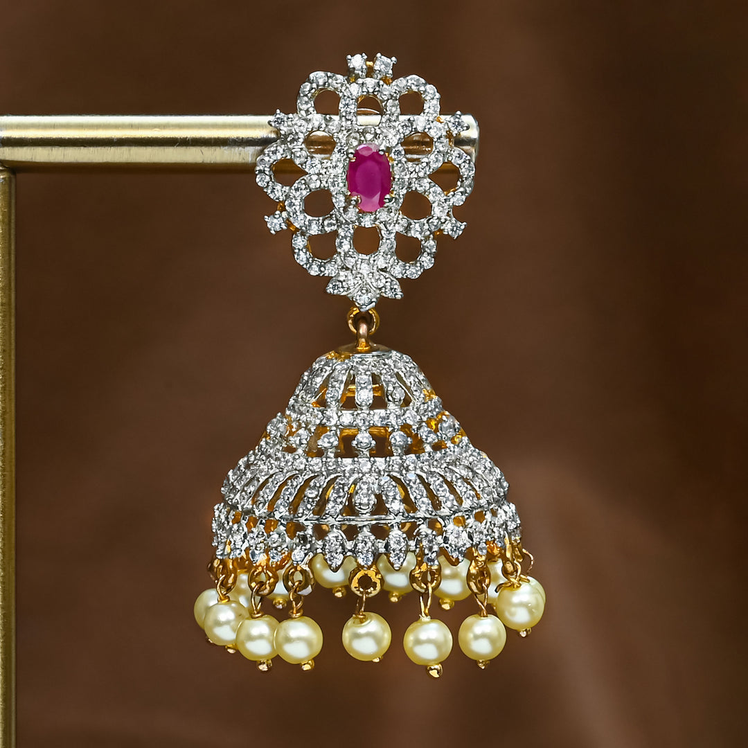 CZ Ruby Jhumka