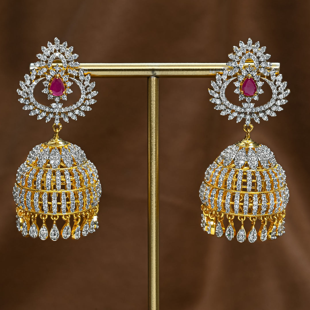 CZ Ruby Jhumka