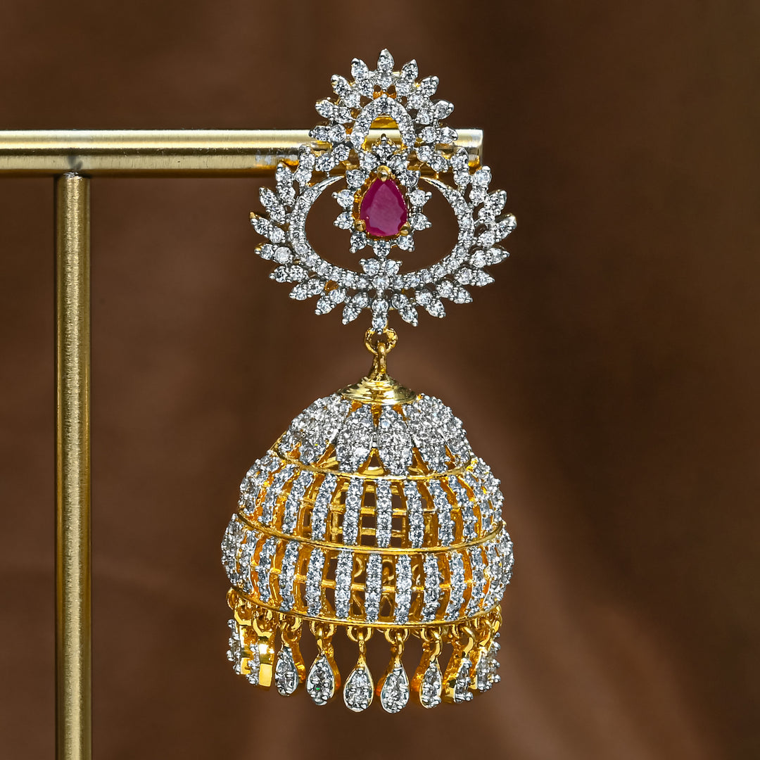 CZ Ruby Jhumka