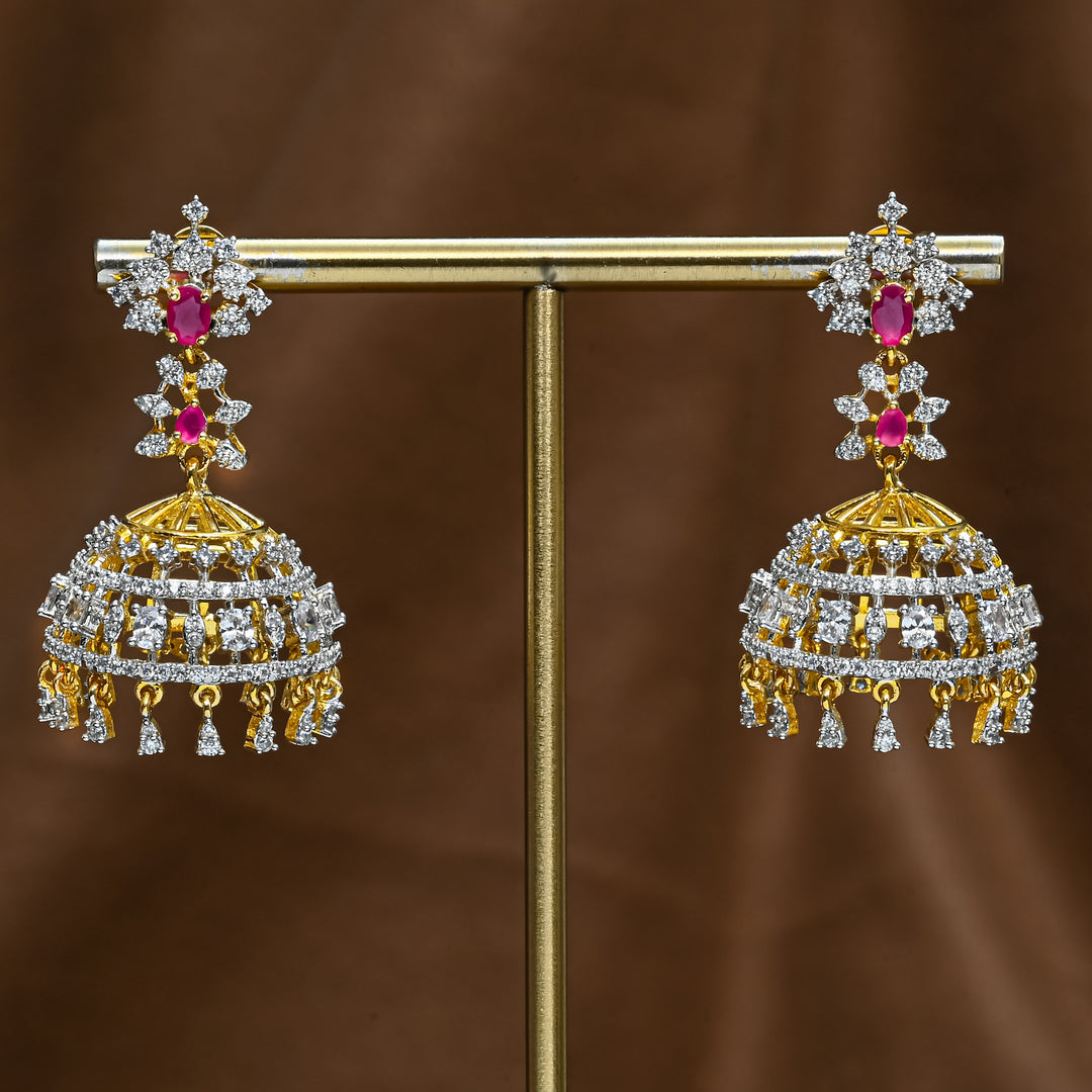 CZ Ruby Jhumka