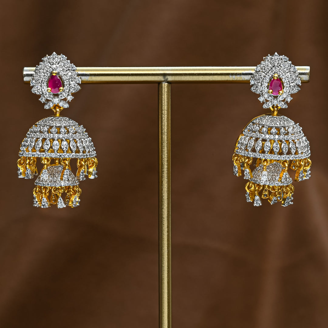 CZ Ruby Jhumka