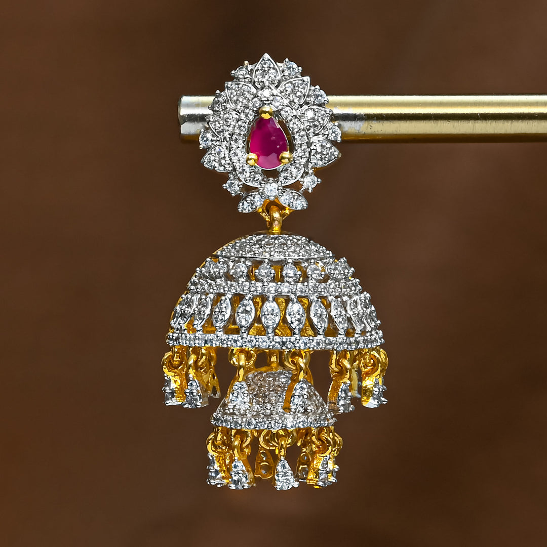 CZ Ruby Jhumka