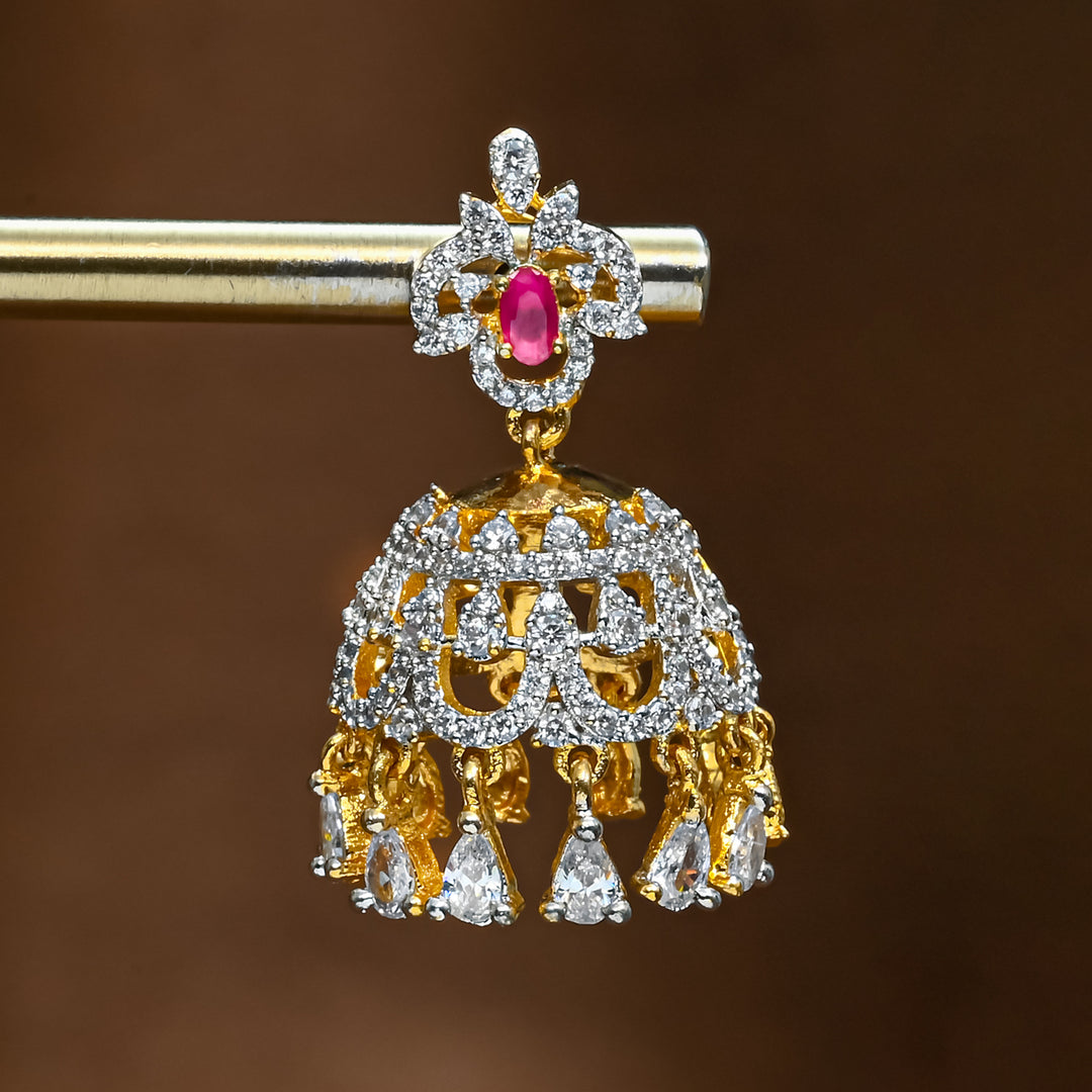 CZ Ruby Jhumka