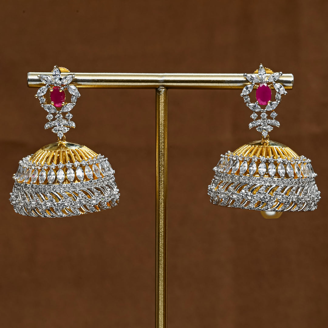 CZ Ruby Jhumka