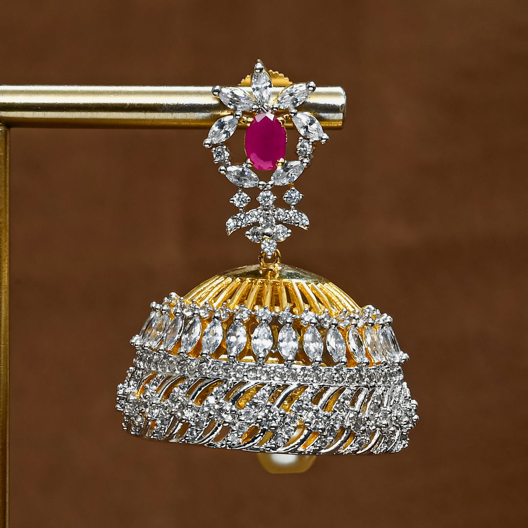 CZ Ruby Jhumka